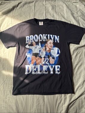 Comfort Colors Black Brooklyn Deleye Graphic Tee with Blue and White Print